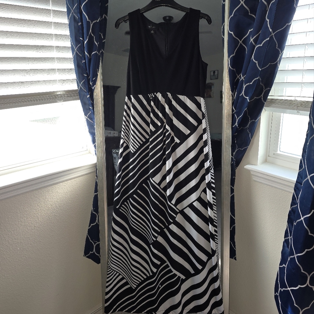 Black and White Striped Maxi Dress